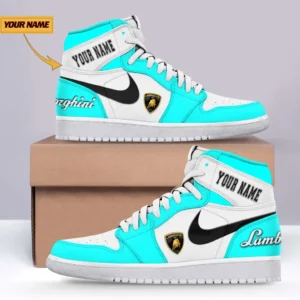 Speed Car Enthusiasts Gift Air Jordan 1 High, Nike Sneaker All Over Print For Speed Car Owners, Custom Name CAR317032425686 - Cyan