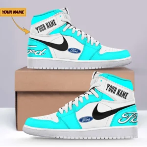 Car Enthusiasts Gift Air Jordan 1 High, Nike Sneaker All Over Print For Car Owners, Custom Name CAR317032425698 - Cyan