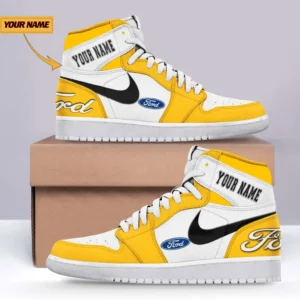 Car Enthusiasts Gift Air Jordan 1 High, Nike Sneaker All Over Print For Car Owners, Custom Name CAR317032425698 - Yellow
