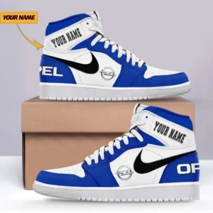 Car Enthusiasts Gift Air Jordan 1 High, Nike Sneaker All Over Print For Car Owners, Custom Name CAR317032425718 - Blue